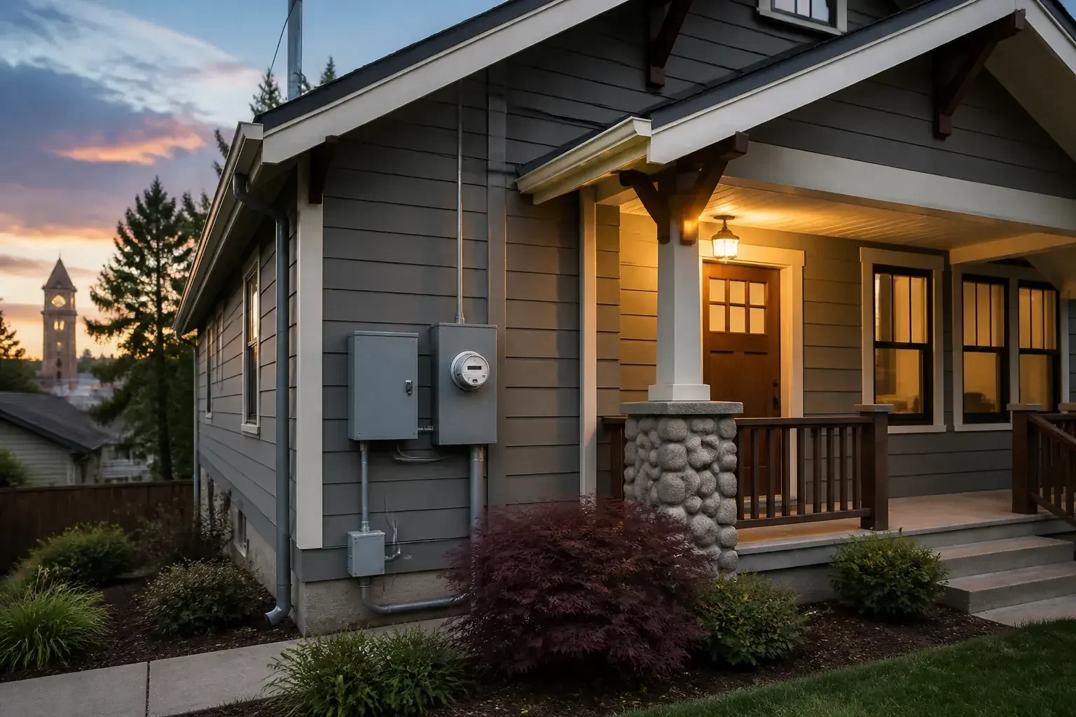 Finished Spokane home exterior with clean electrical upgrade