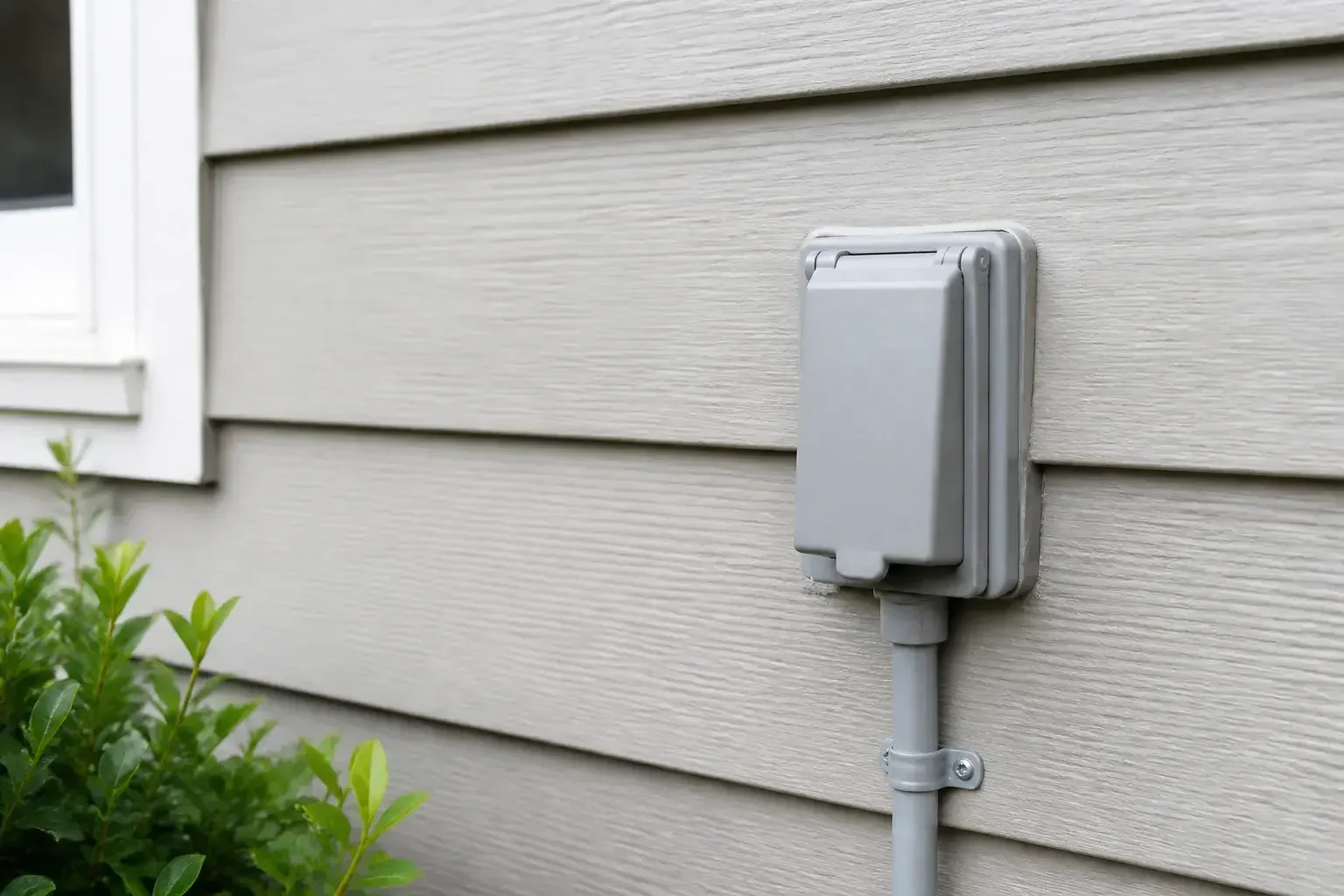 Restored outdoor outlet on a home exterior wall