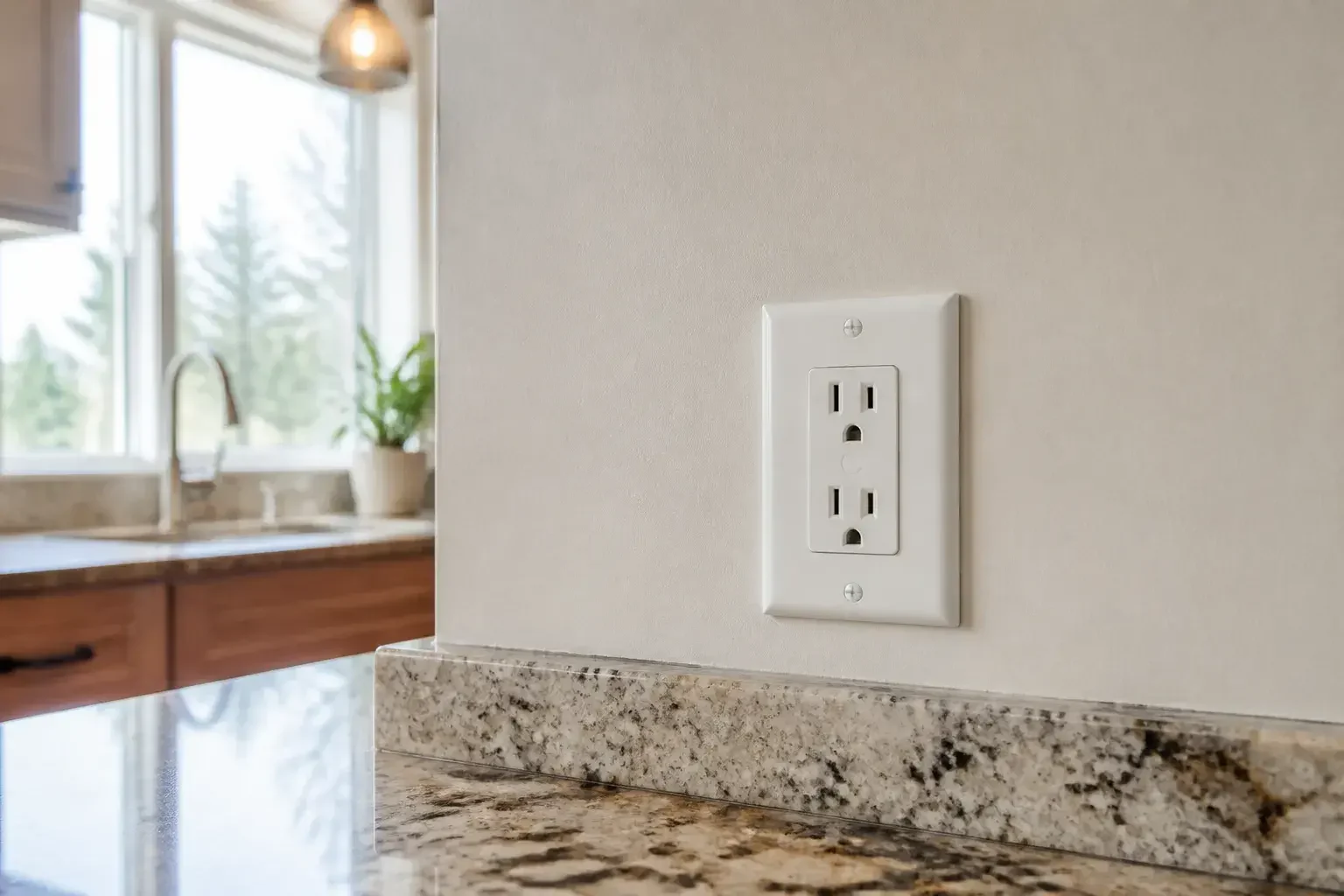 Kitchen outlet area neatly restored after repair